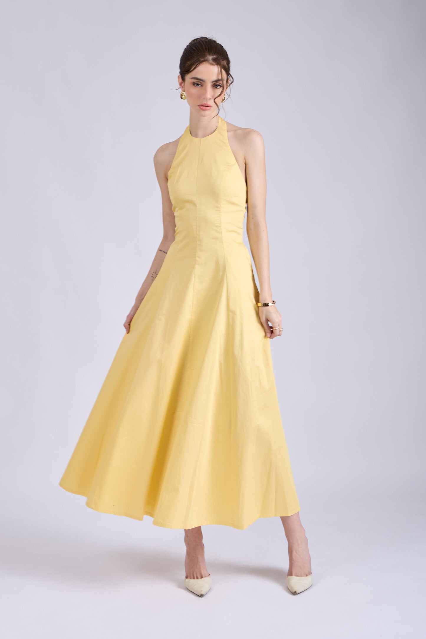 Butter Yellow Halter Neck Dress – LILY