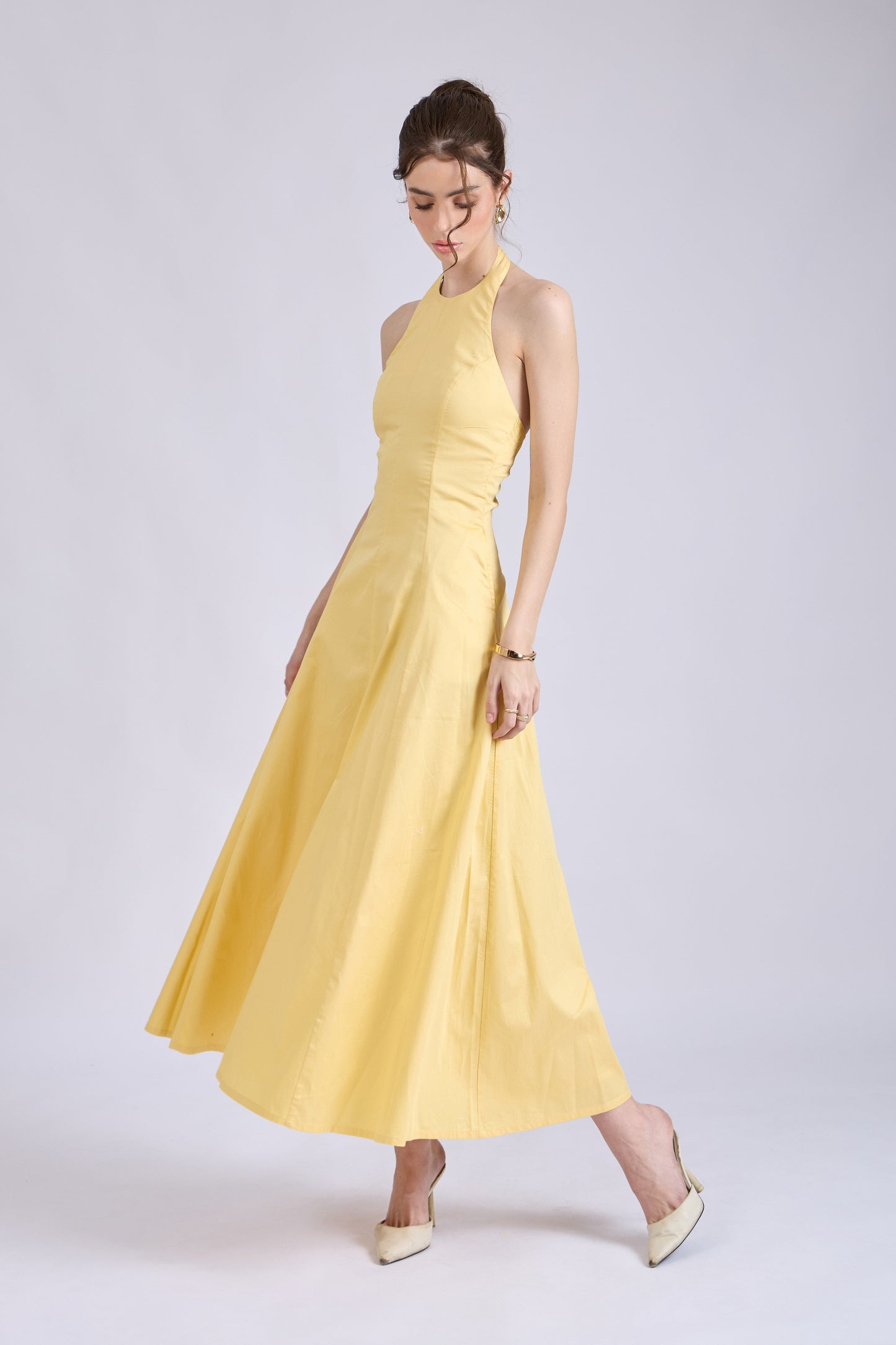 Butter Yellow Halter Neck Dress – LILY