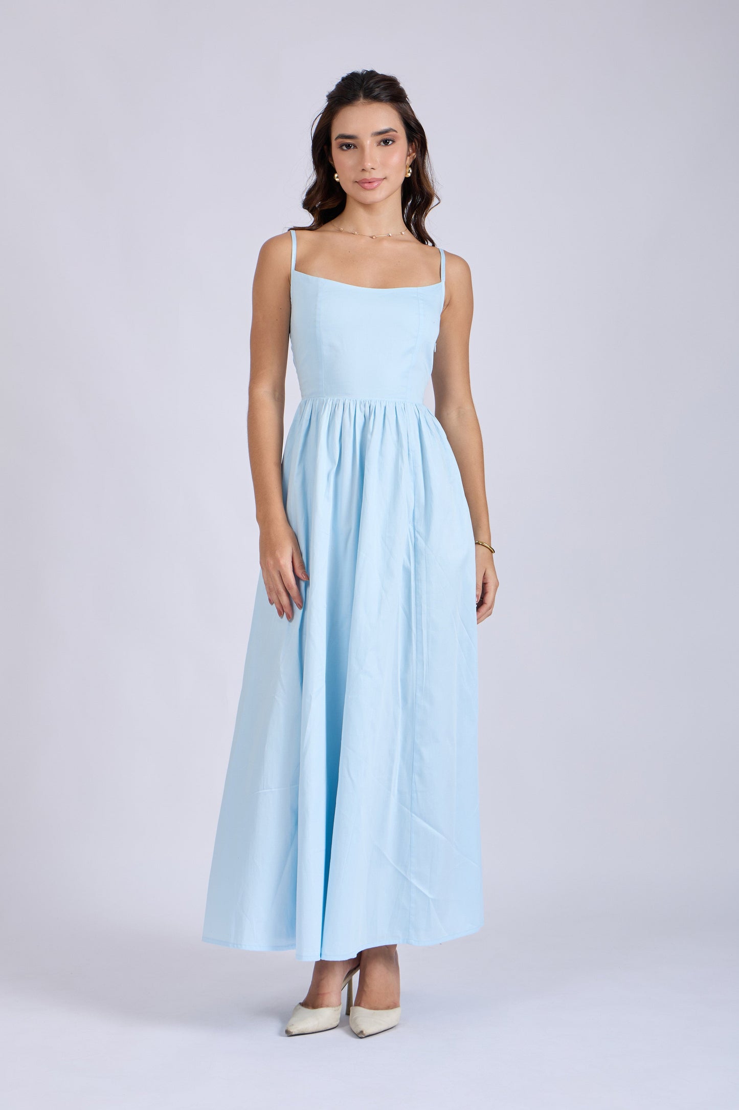 Powder Blue Strappy Flare Dress – ZIA