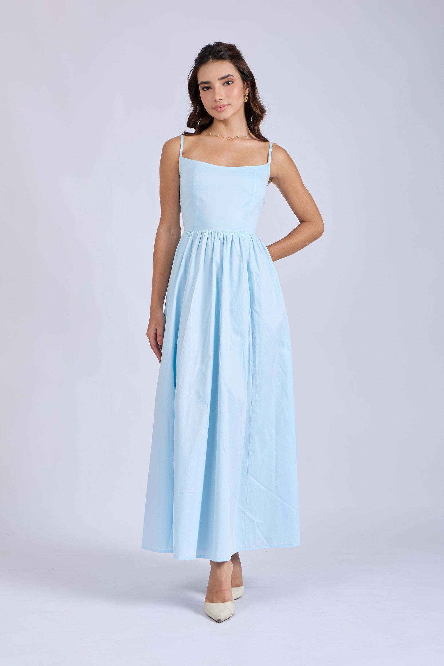 Powder Blue Strappy Flare Dress – ZIA