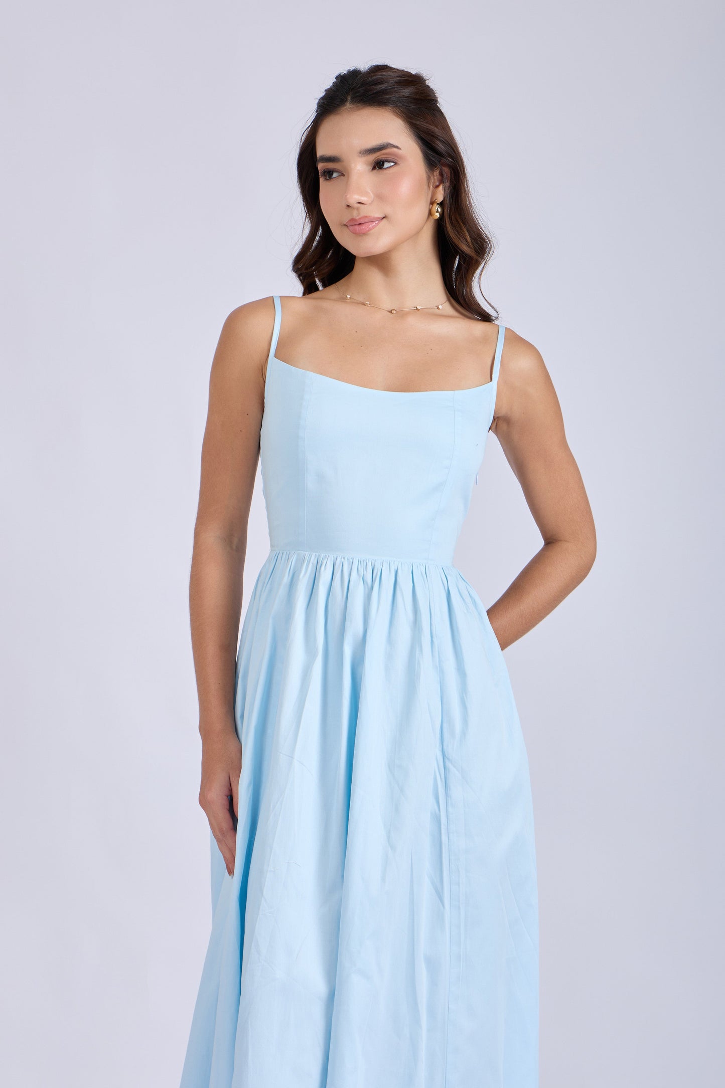 Powder Blue Strappy Flare Dress – ZIA