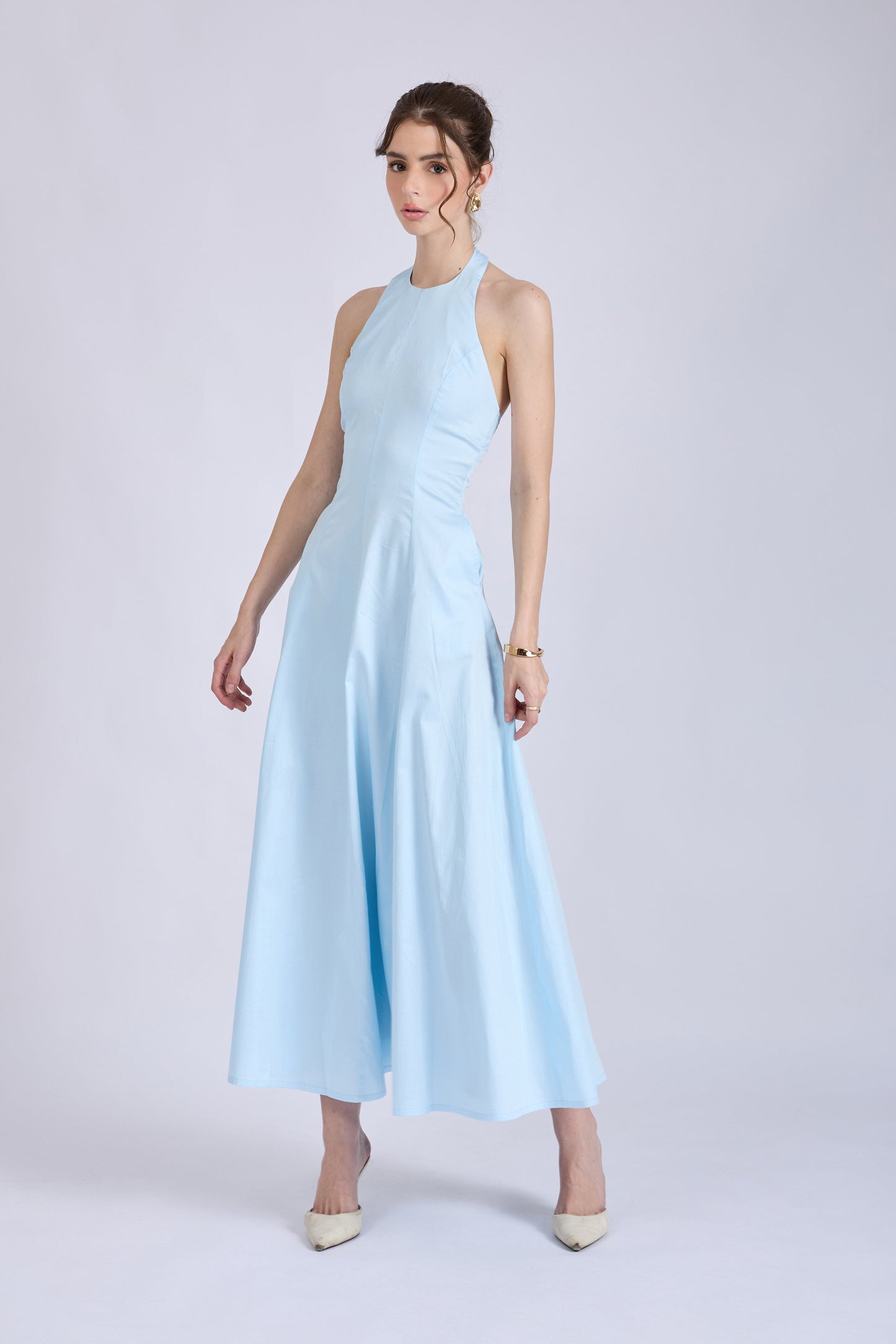 Powder Blue Halter Neck Dress – LILY