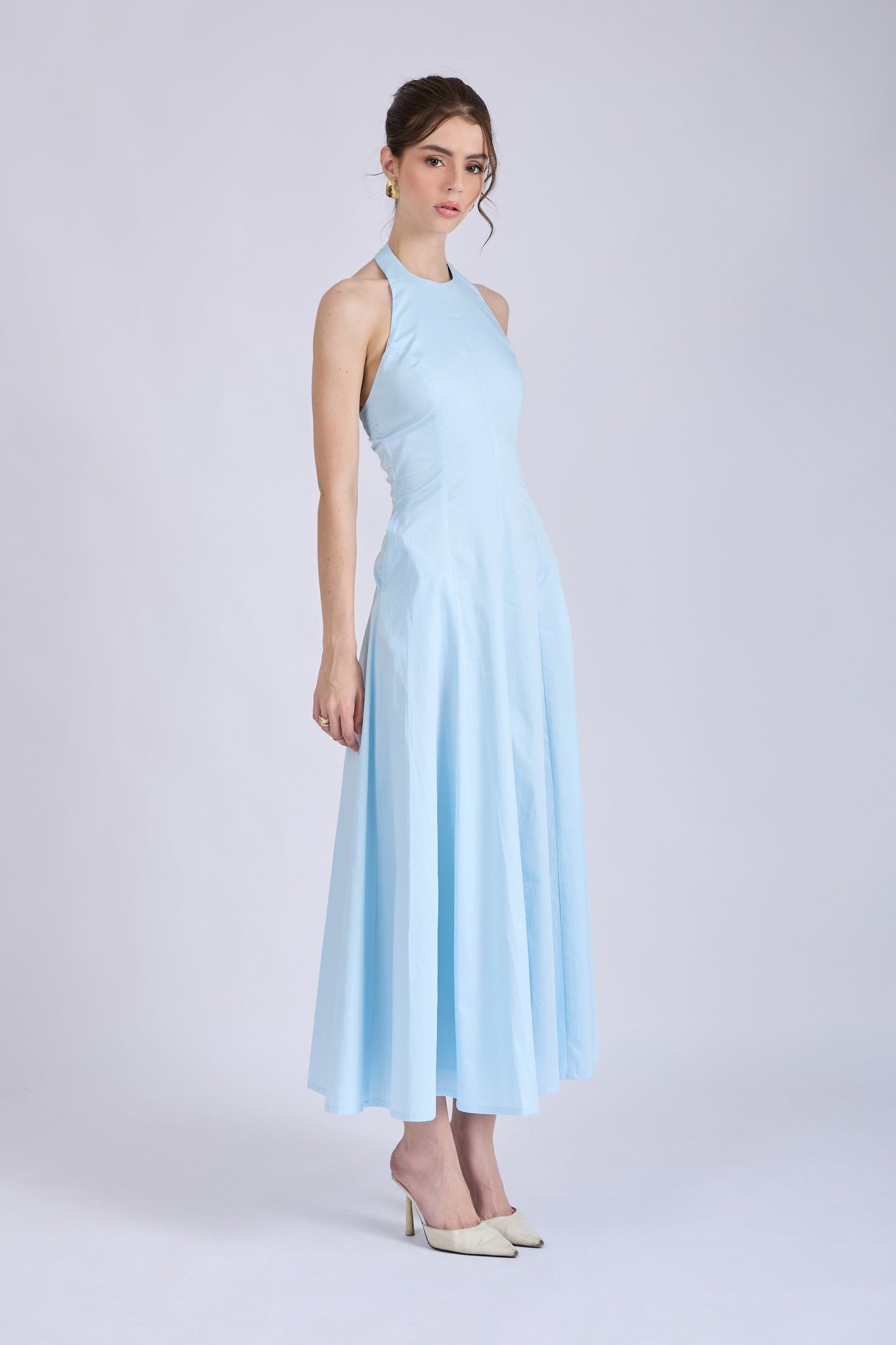 Powder Blue Halter Neck Dress – LILY