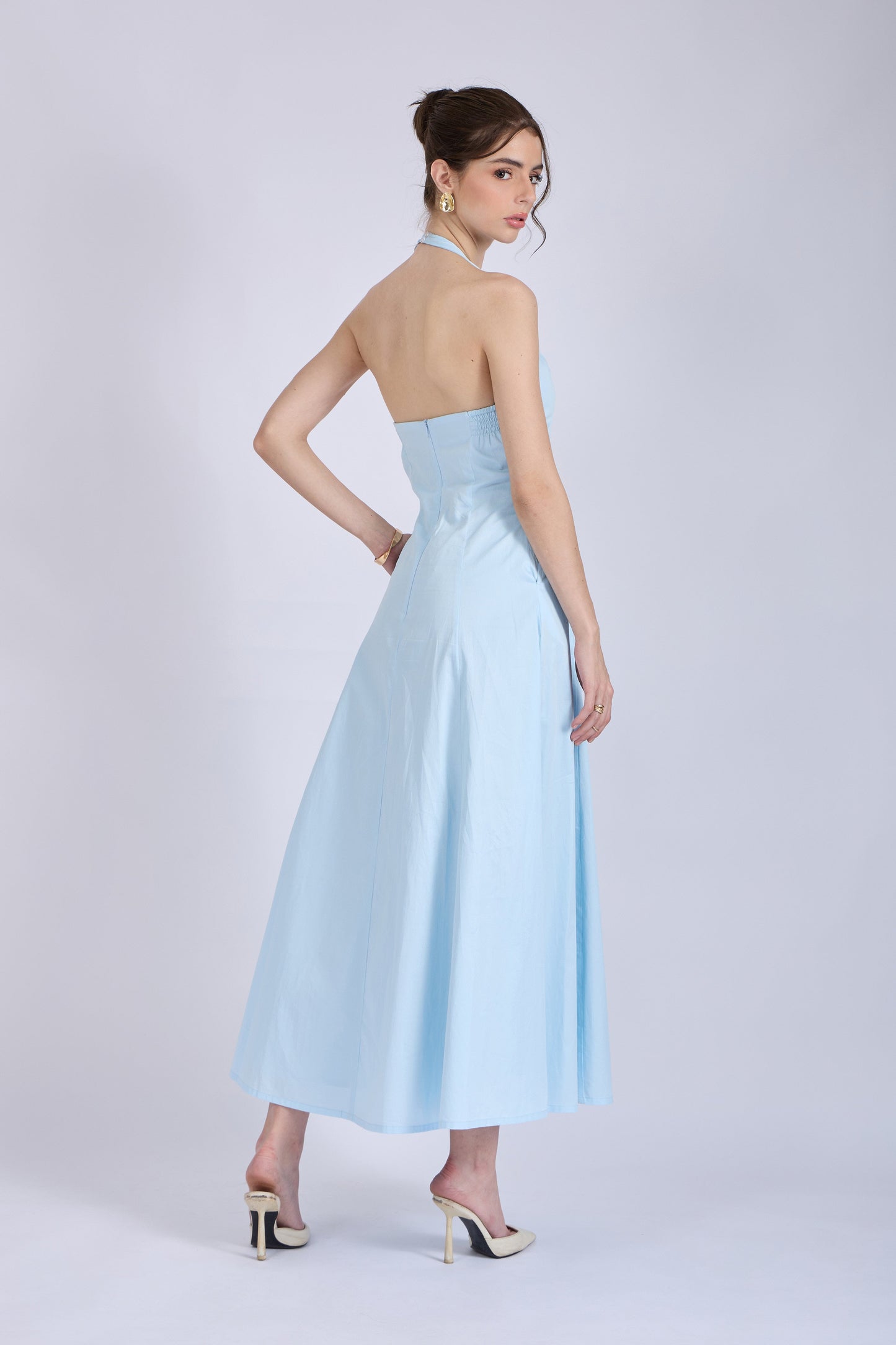 Powder Blue Halter Neck Dress – LILY