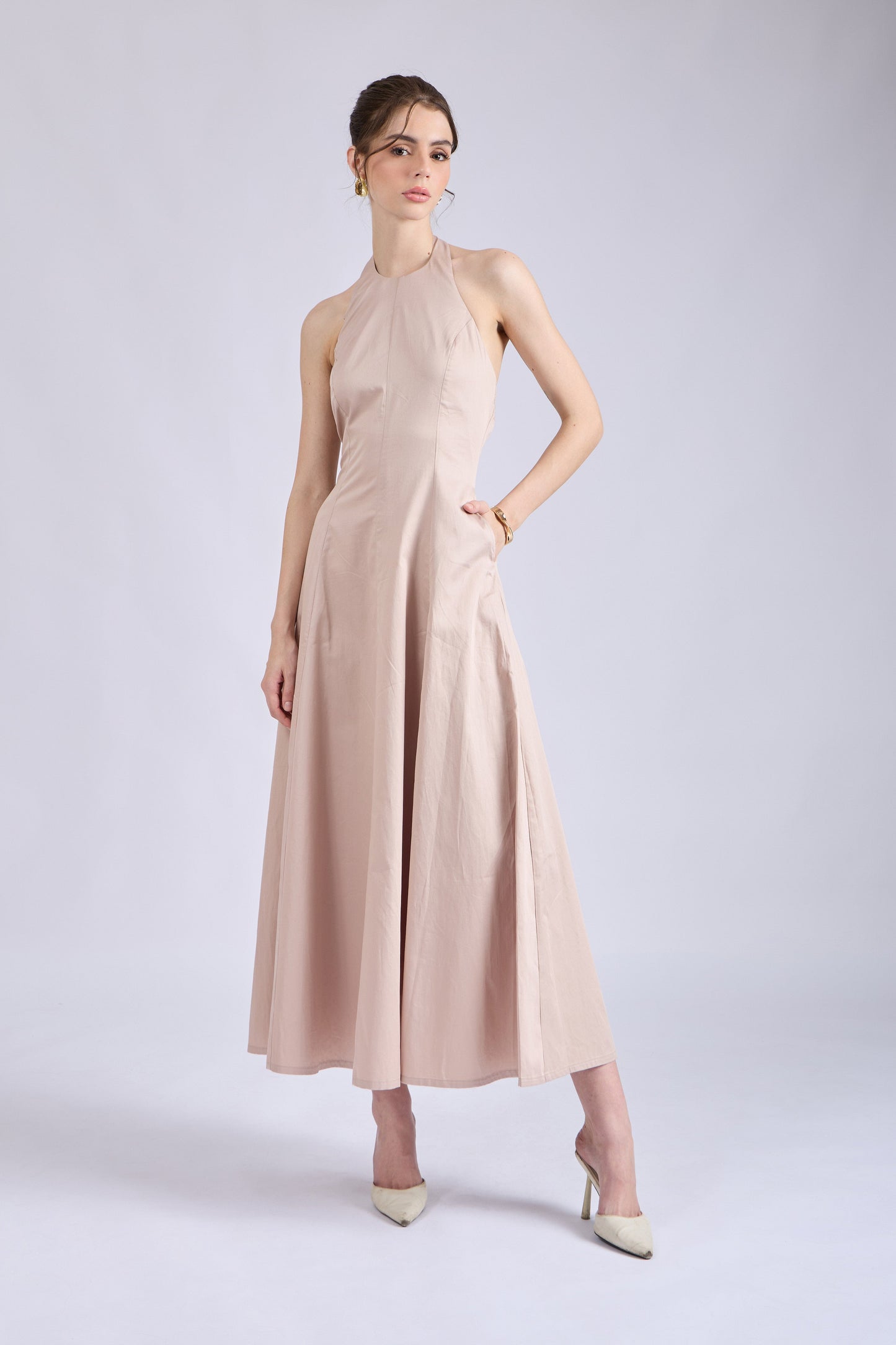 Sand Halter Neck Dress – LILY