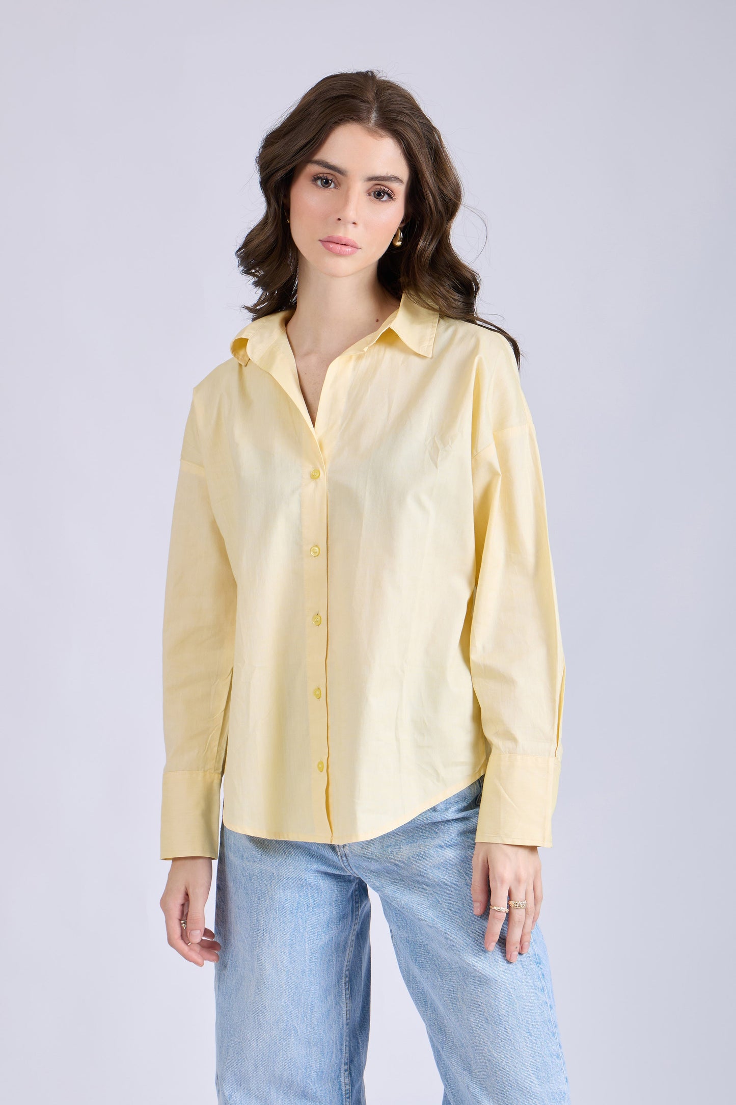 Butter Yellow Solid Oversized Shirt – BREEZE
