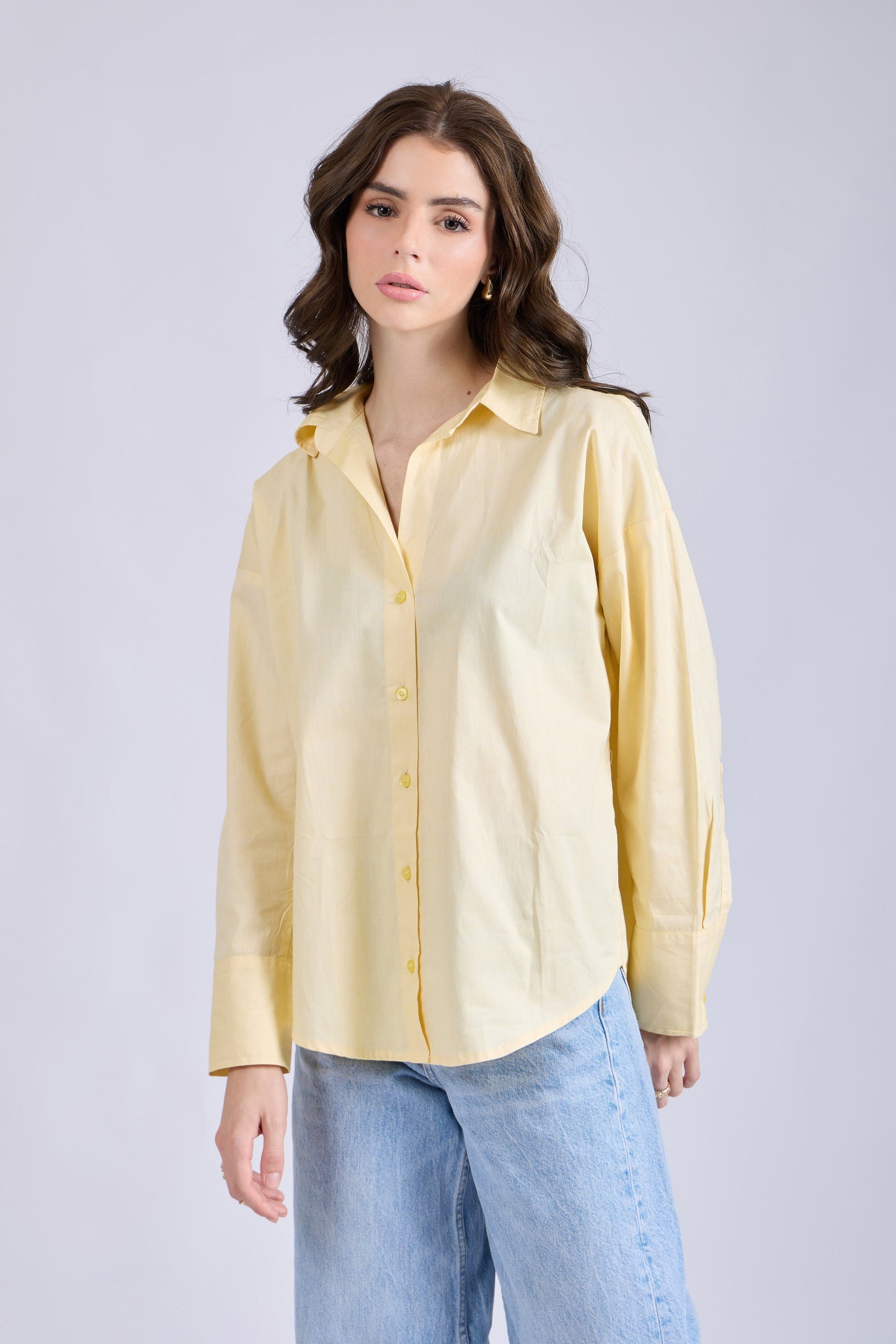 Butter Yellow Solid Oversized Shirt – BREEZE