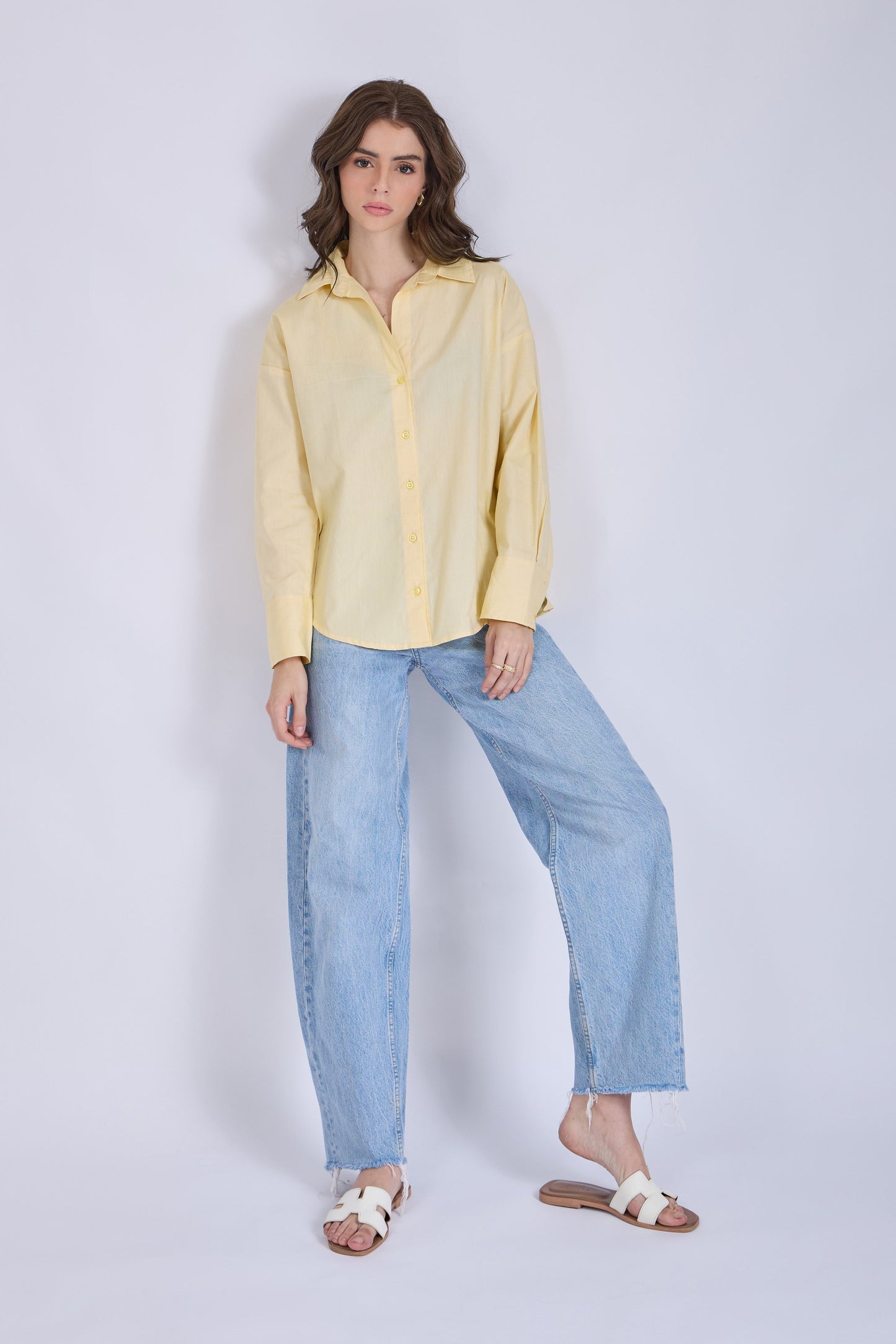 Butter Yellow Solid Oversized Shirt – BREEZE