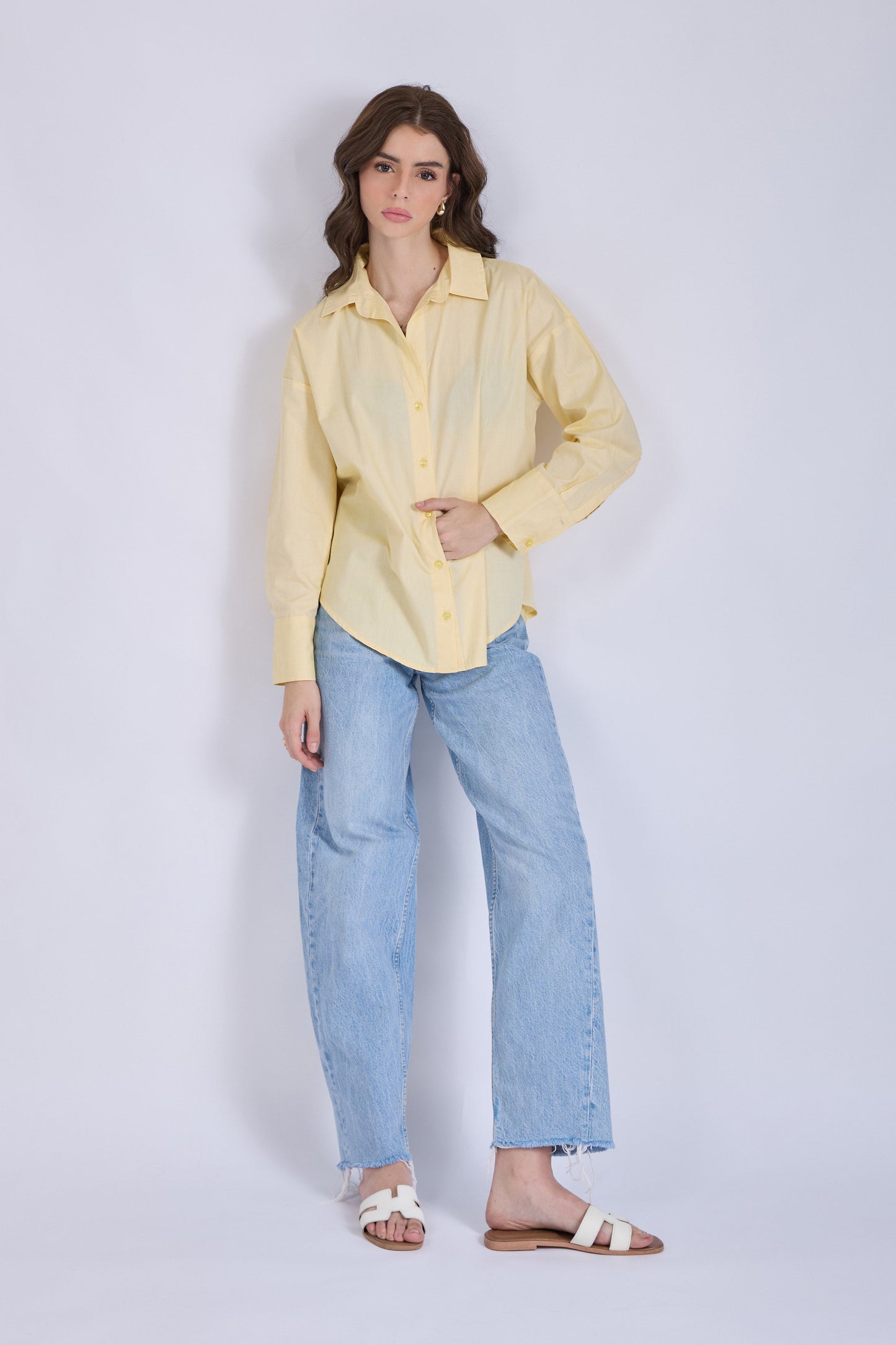 Butter Yellow Solid Oversized Shirt – BREEZE