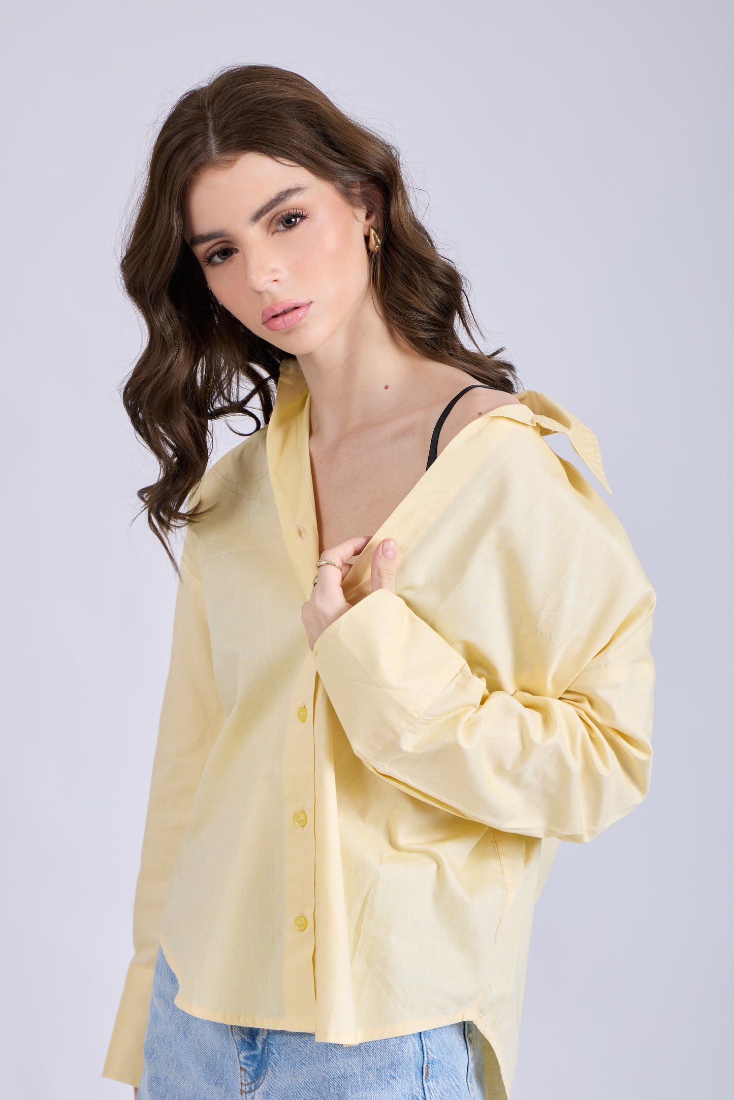 Butter Yellow Solid Oversized Shirt – BREEZE