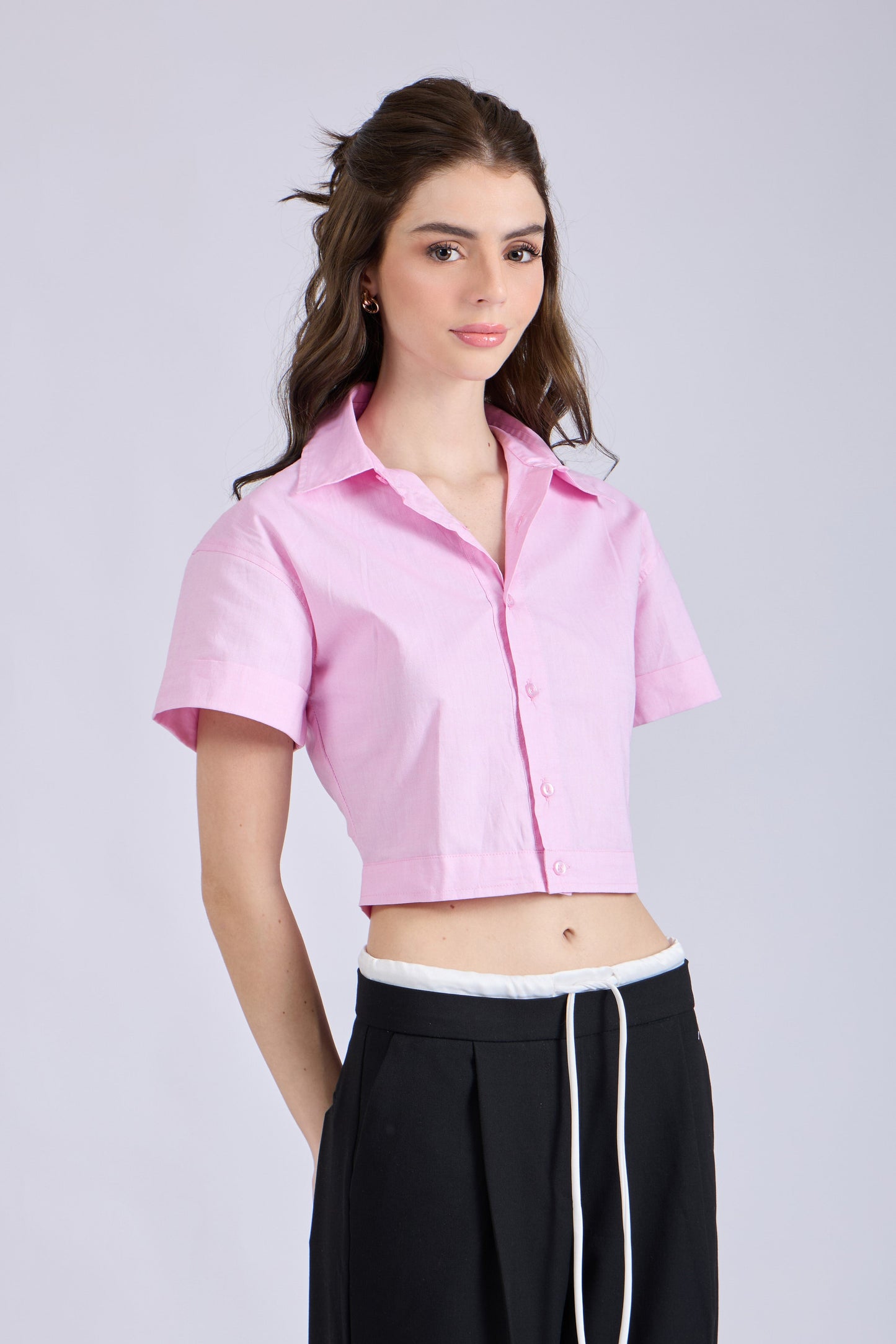 Flamingo Crop Shirt with Tie-Up Detail – SLIDE