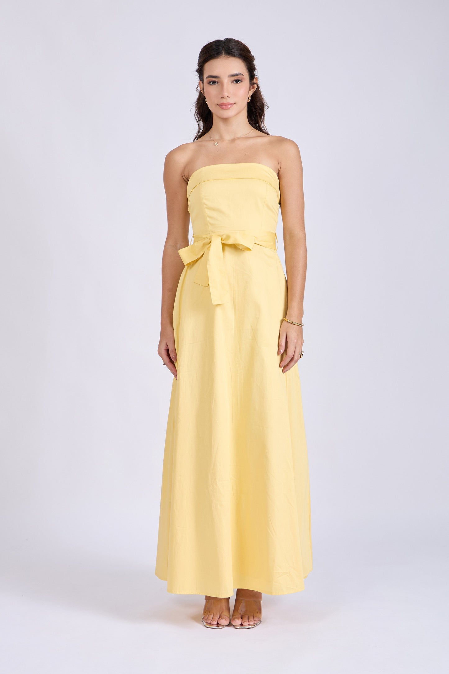 Butter Yellow Tube Bow Dress – SIENNA