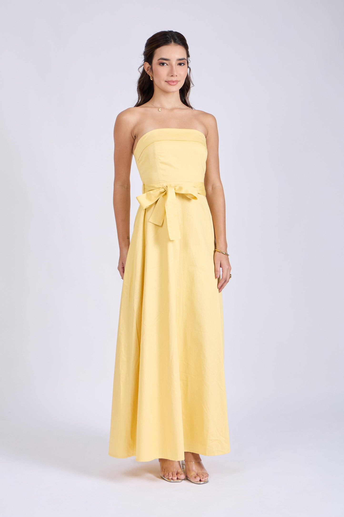 Butter Yellow Tube Bow Dress – SIENNA