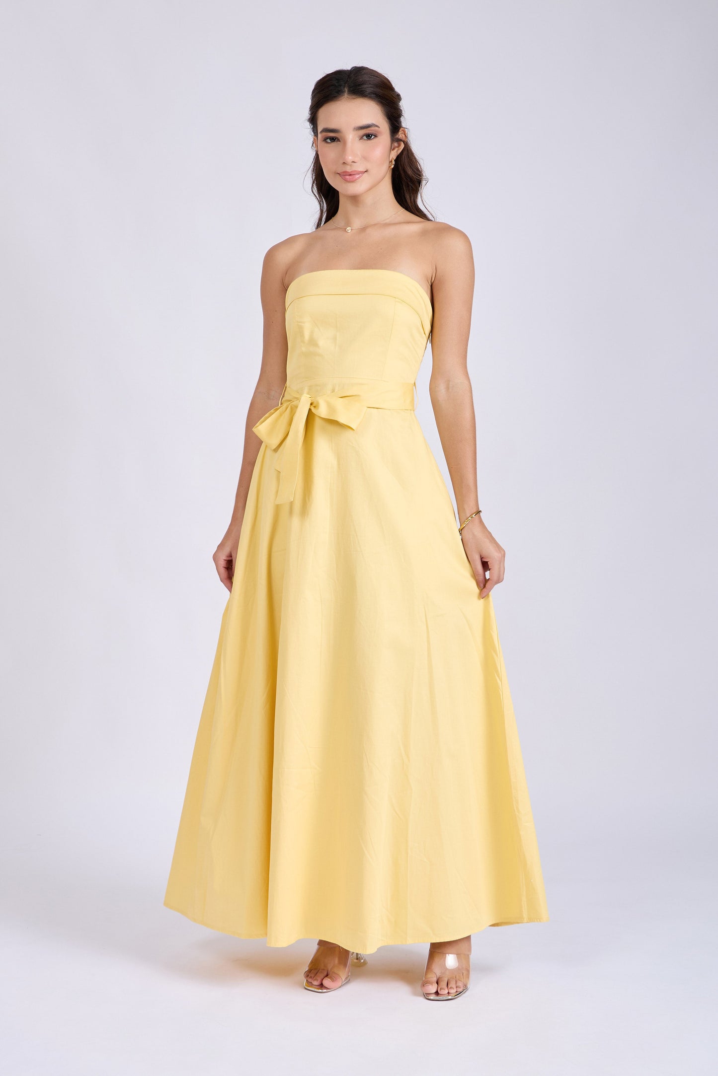 Butter Yellow Tube Bow Dress – SIENNA