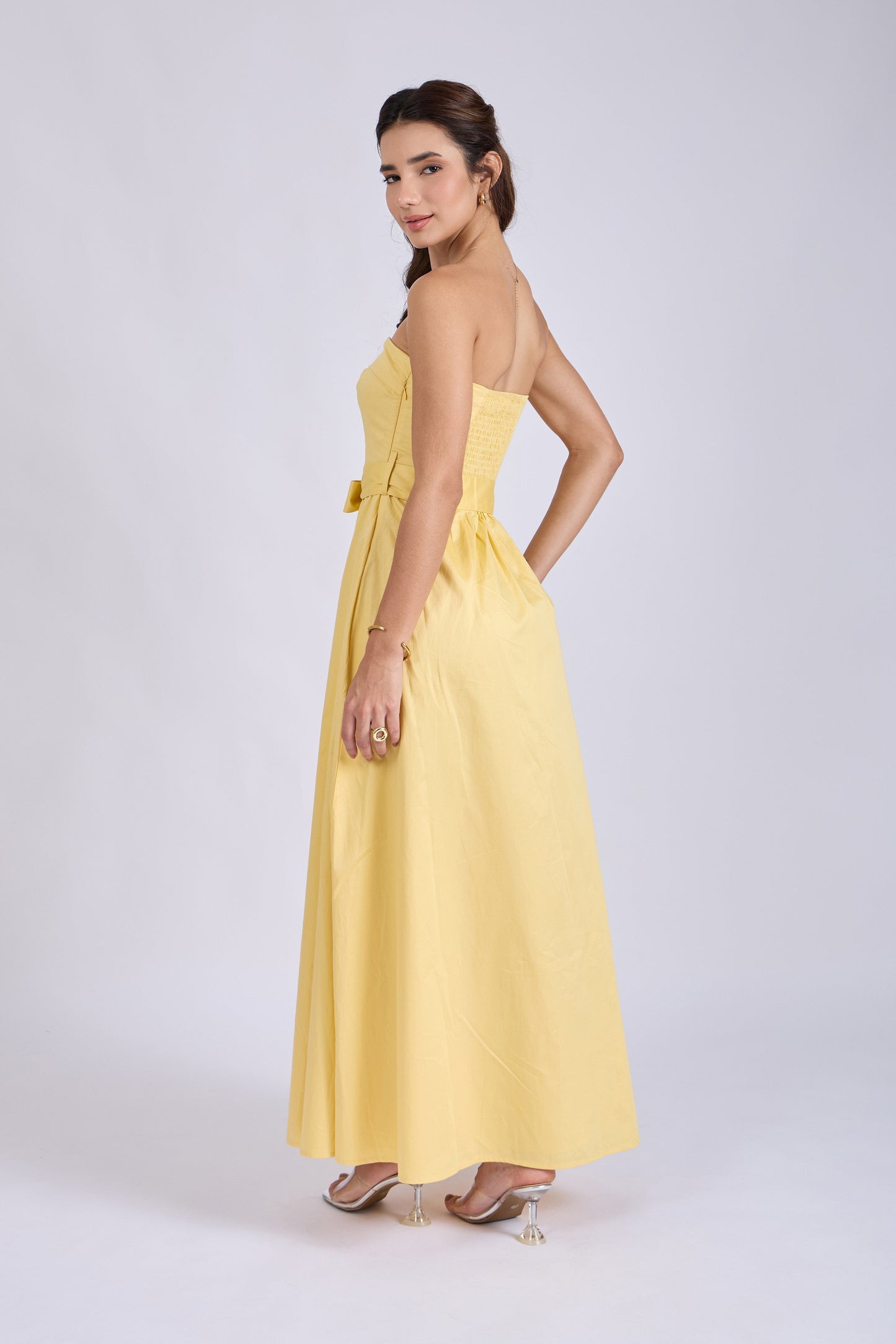 Butter Yellow Tube Bow Dress – SIENNA