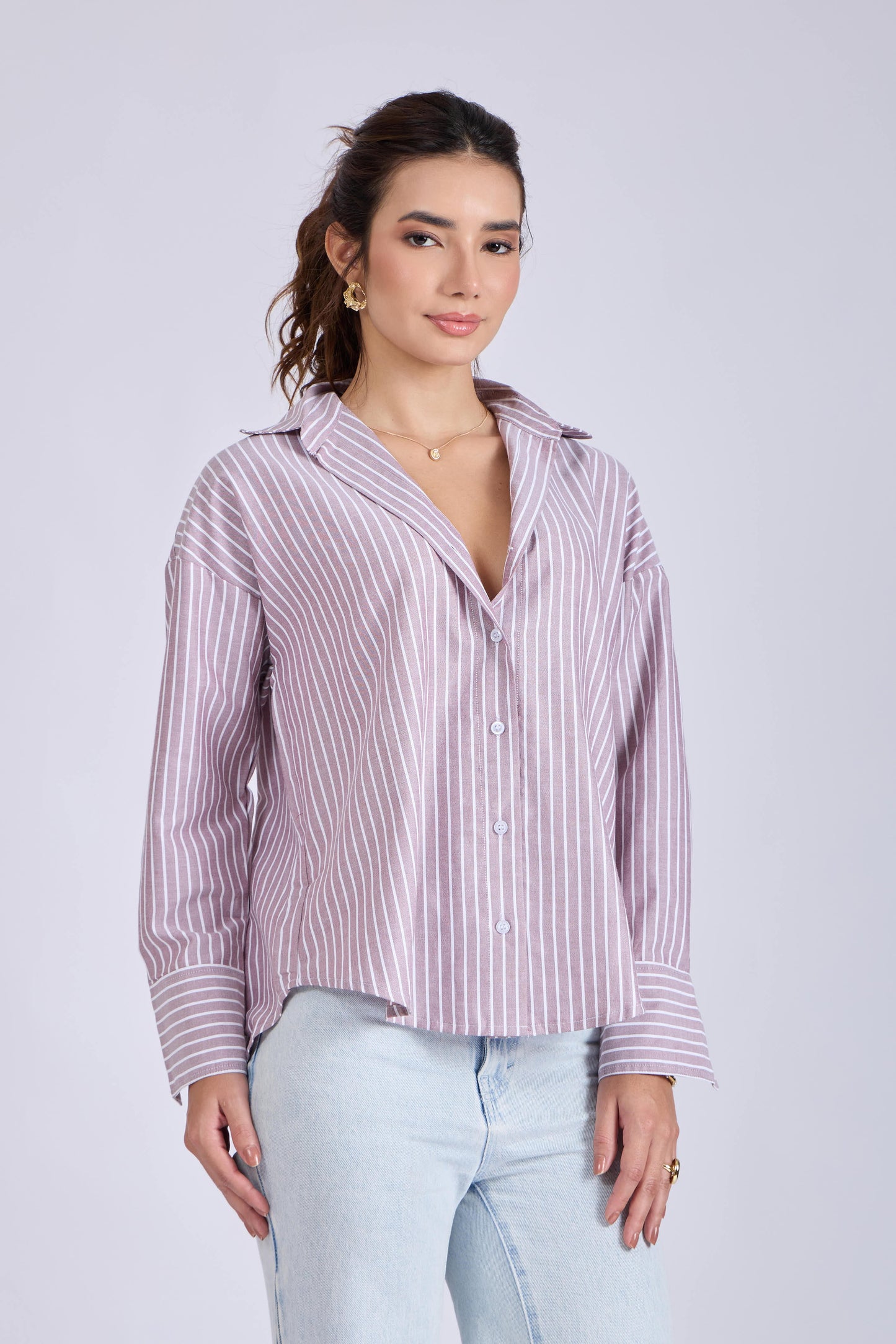 Brown Striped Oversized Shirt – CANVA
