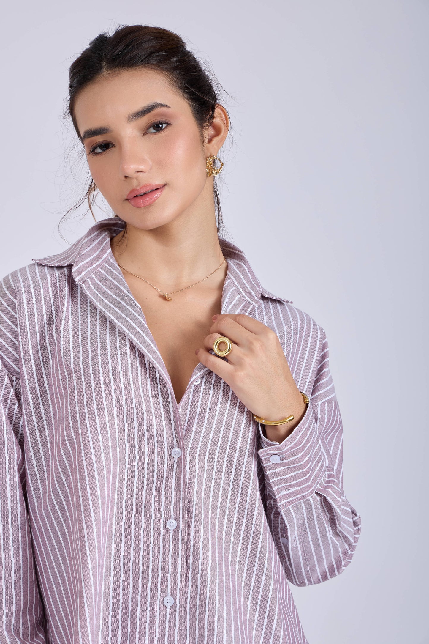 Brown Striped Oversized Shirt – CANVA