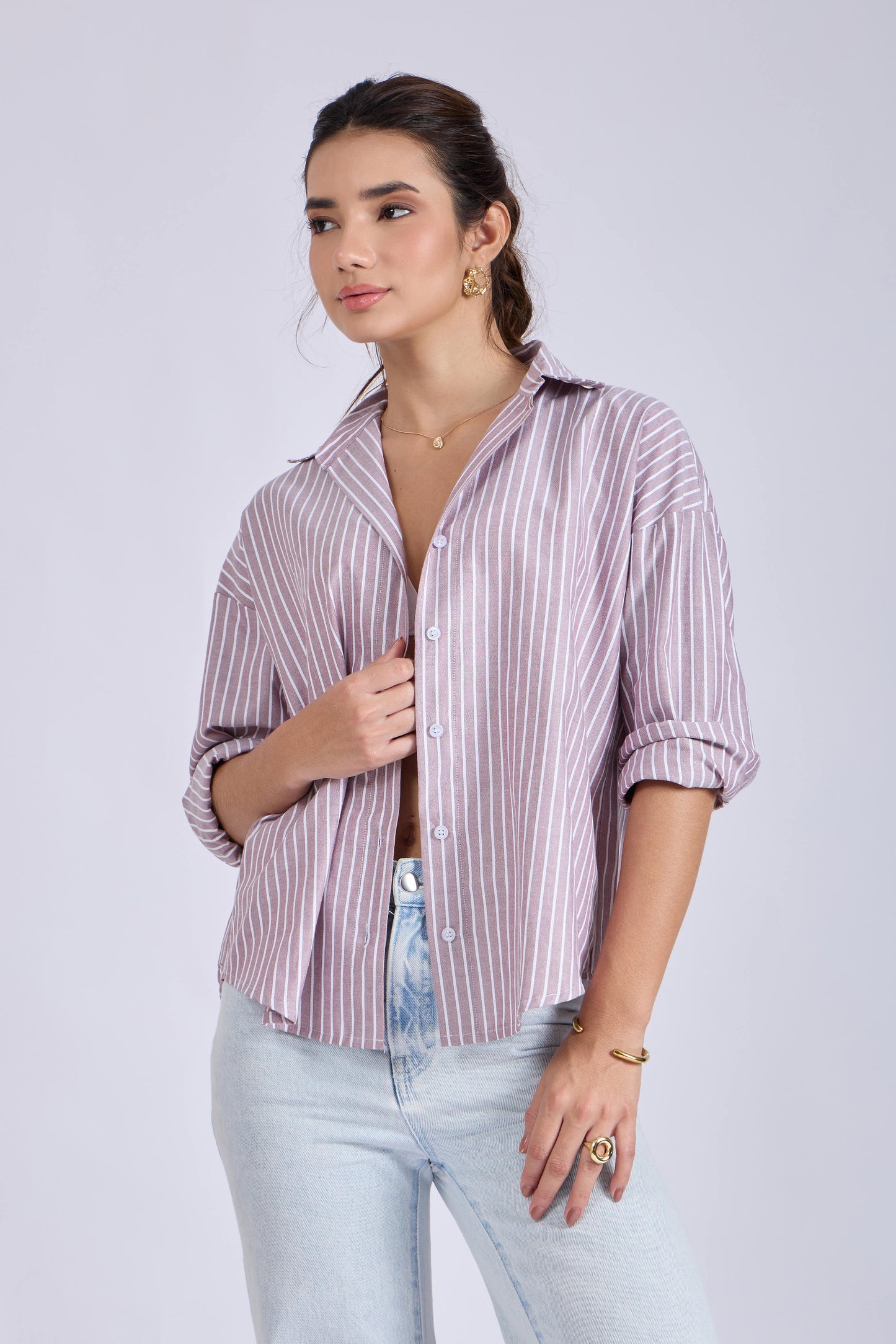 Brown Striped Oversized Shirt – CANVA