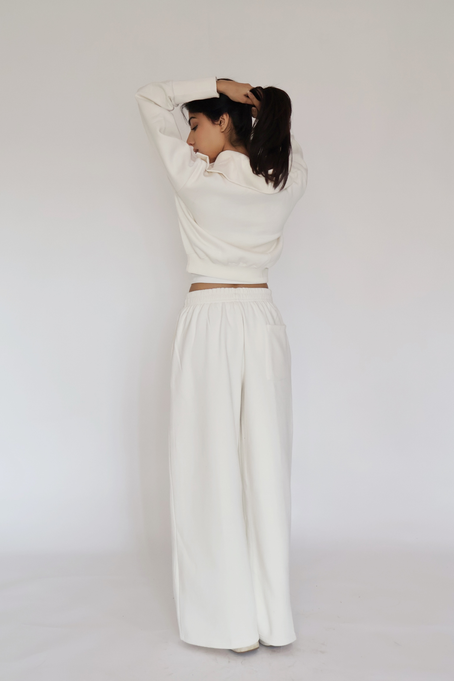 CROPPED ZIPPER CO-ORD SET - (White)