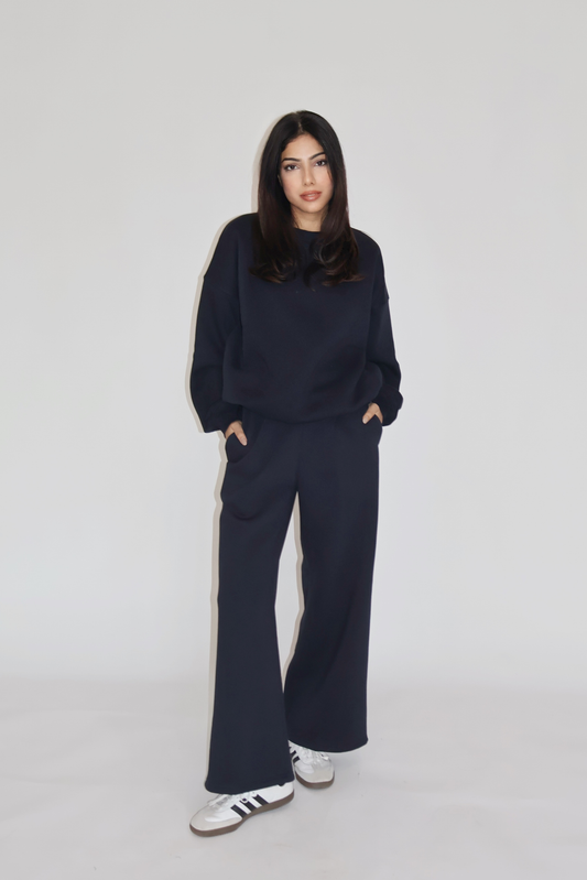 CREWNECK CO-ORD SET - (Navy)