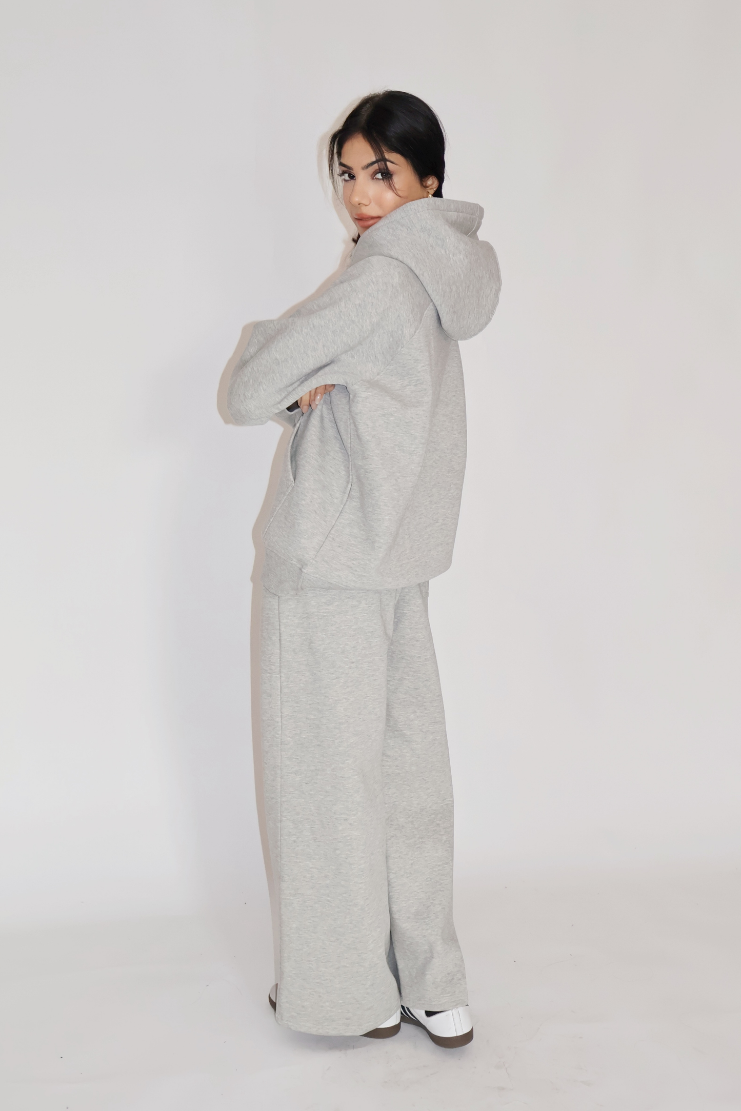 HOODED ZIPPER CO-ORD SET - (Gray)