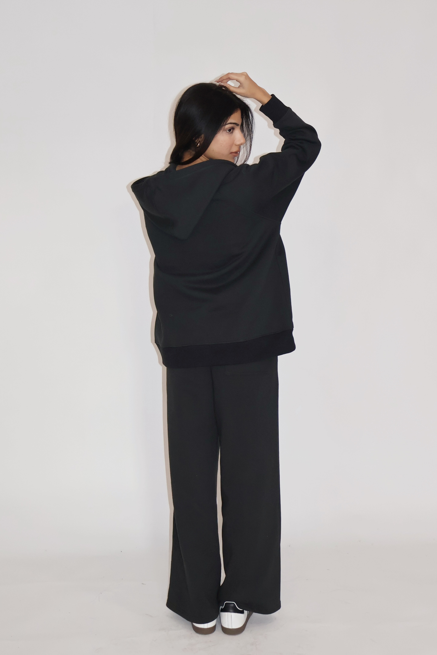 HOODED ZIPPER CO-ORD SET - (Black)