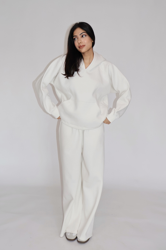 HOODIE CO-ORD SET - (White)