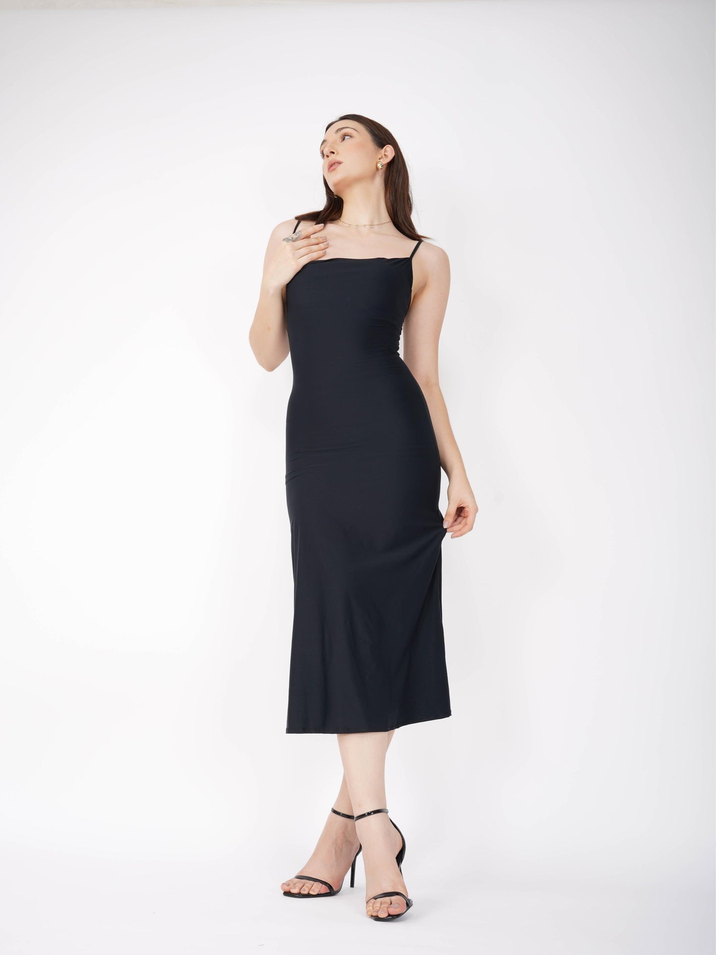 Black Cowl Neck Dress - Glow Dress (Onyx)