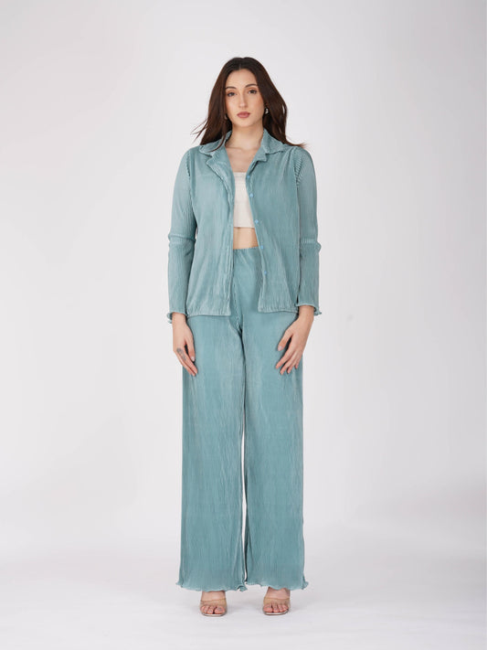 Blue Pleated Coord Set - Bliss Coord (Teal)
