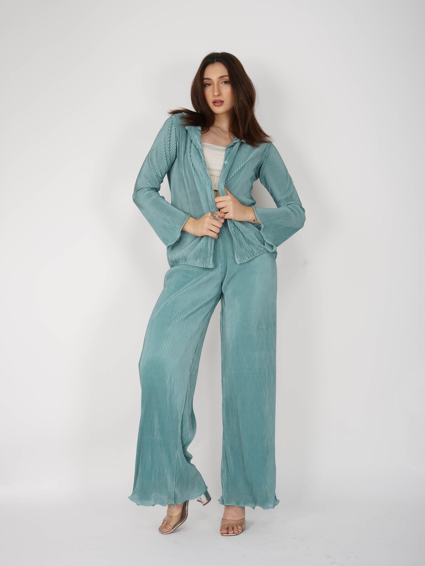 Blue Pleated Coord Set - Bliss Coord (Teal)