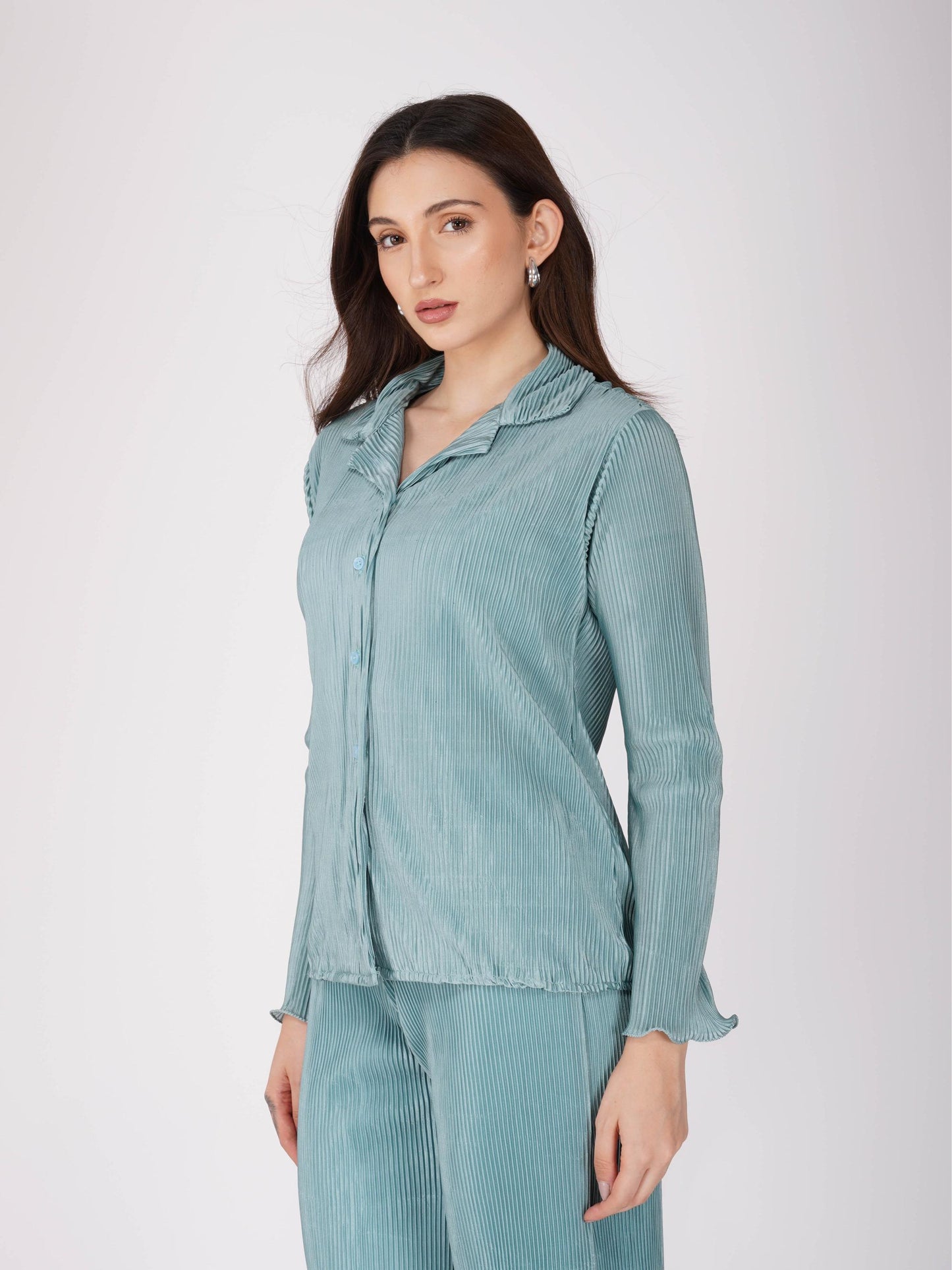 Blue Pleated Coord Set - Bliss Coord (Teal)