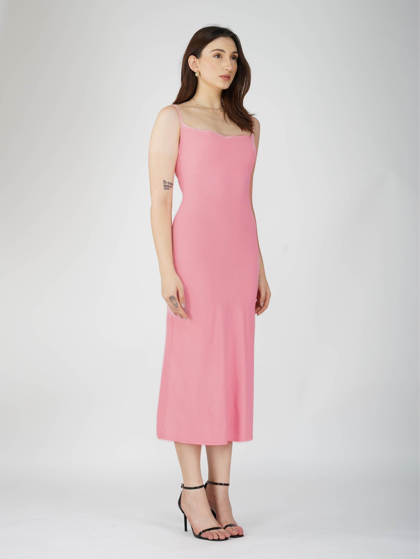 Pink Cowl Neck Dress - Glow Dress (Flamingo)