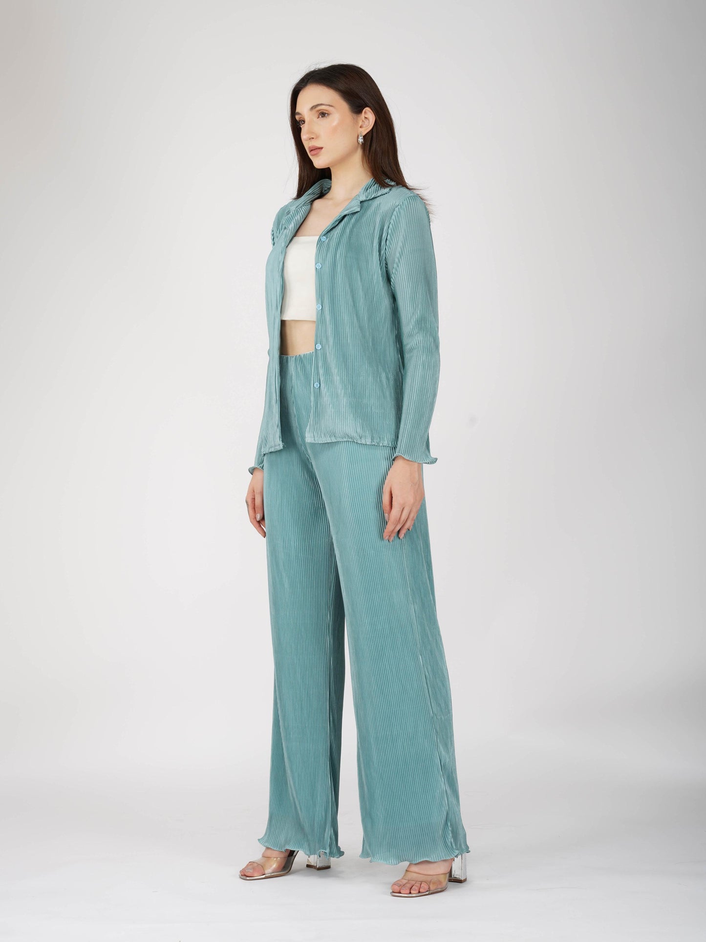 Blue Pleated Coord Set - Bliss Coord (Teal)