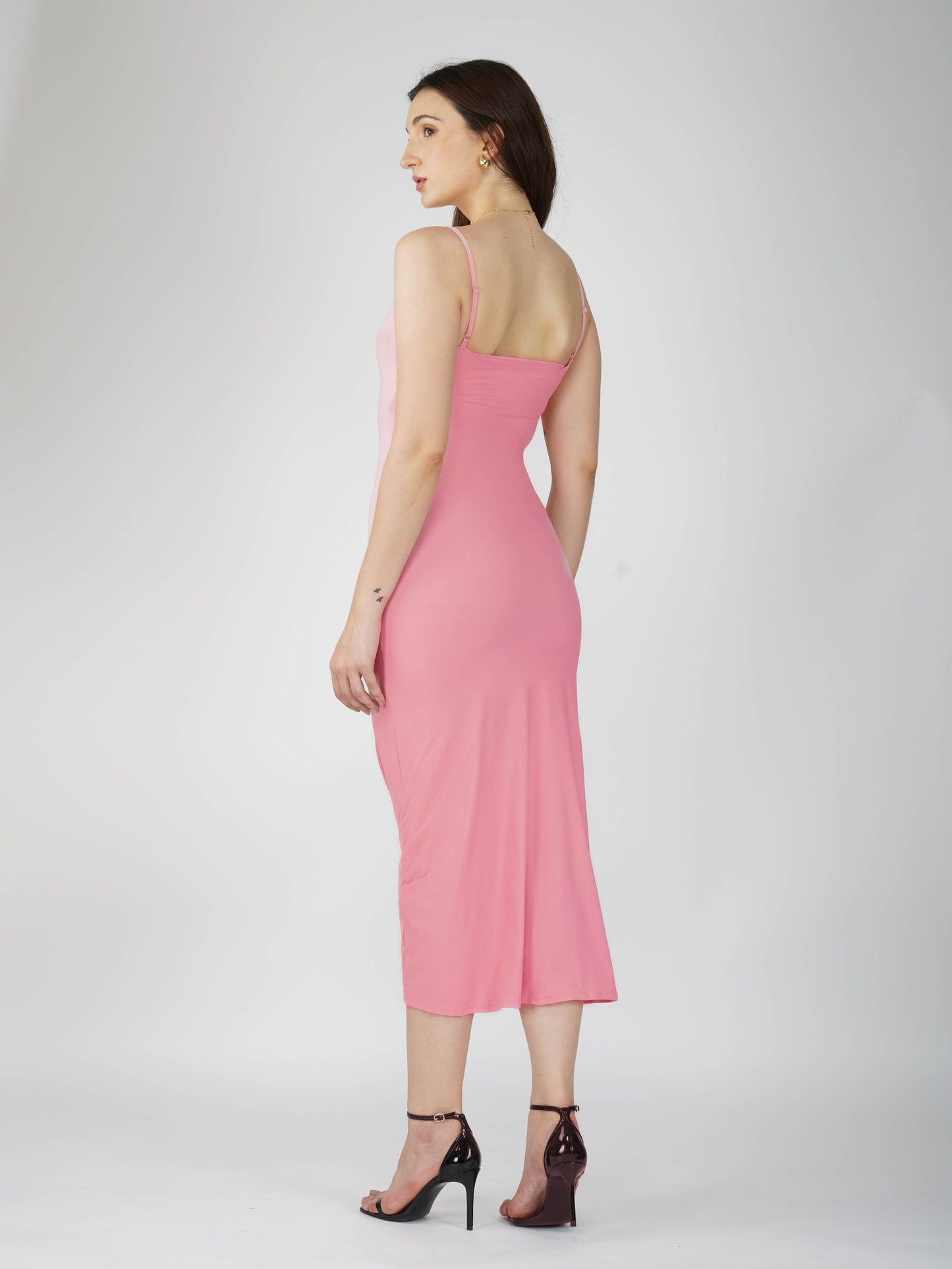 Pink Cowl Neck Dress - Glow Dress (Flamingo)