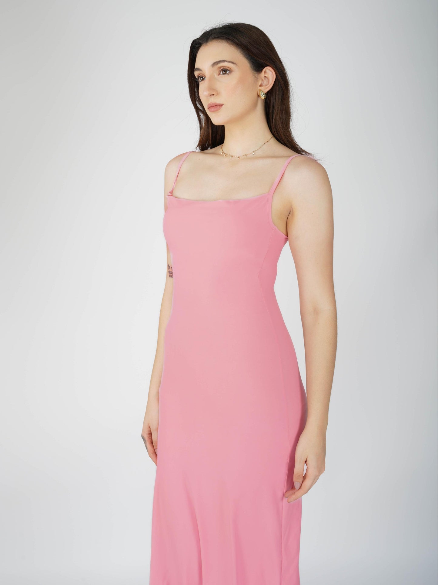 Pink Cowl Neck Dress - Glow Dress (Flamingo)