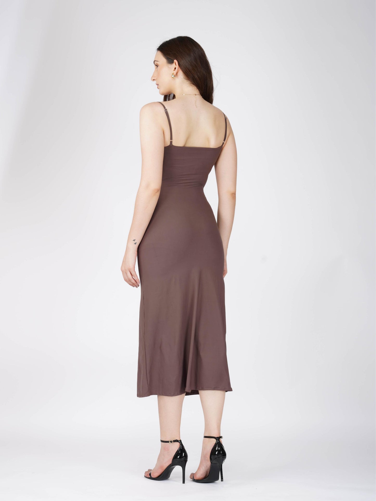 Brown Cowl Neck Dress - Glow Dress (Coco)