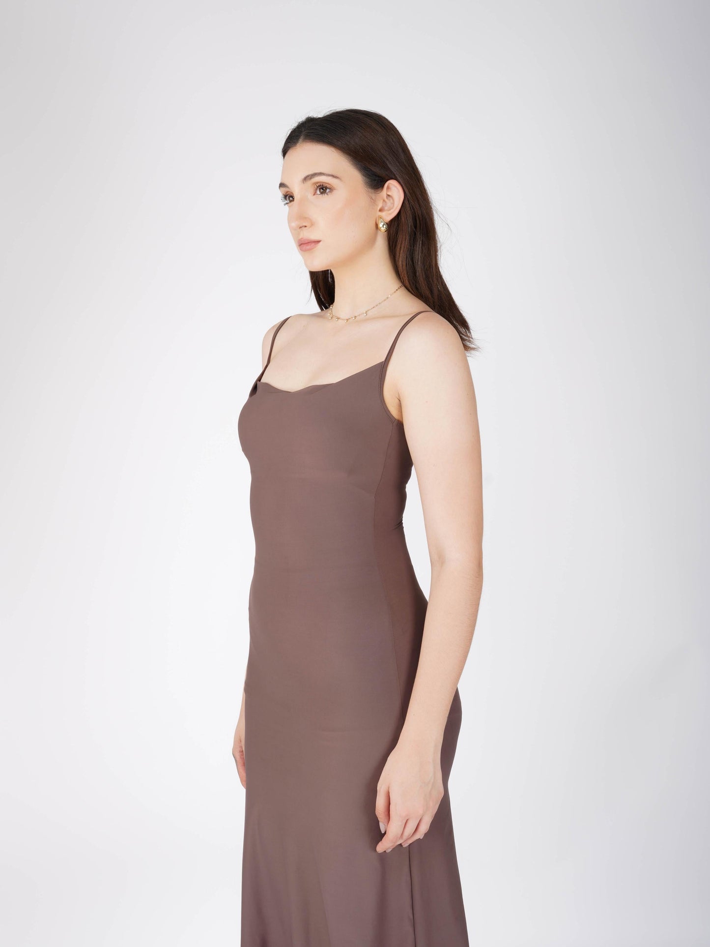Brown Cowl Neck Dress - Glow Dress (Coco)