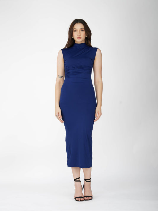 Blue Collared Yoke Dress - Zephyr Dress (Navy)
