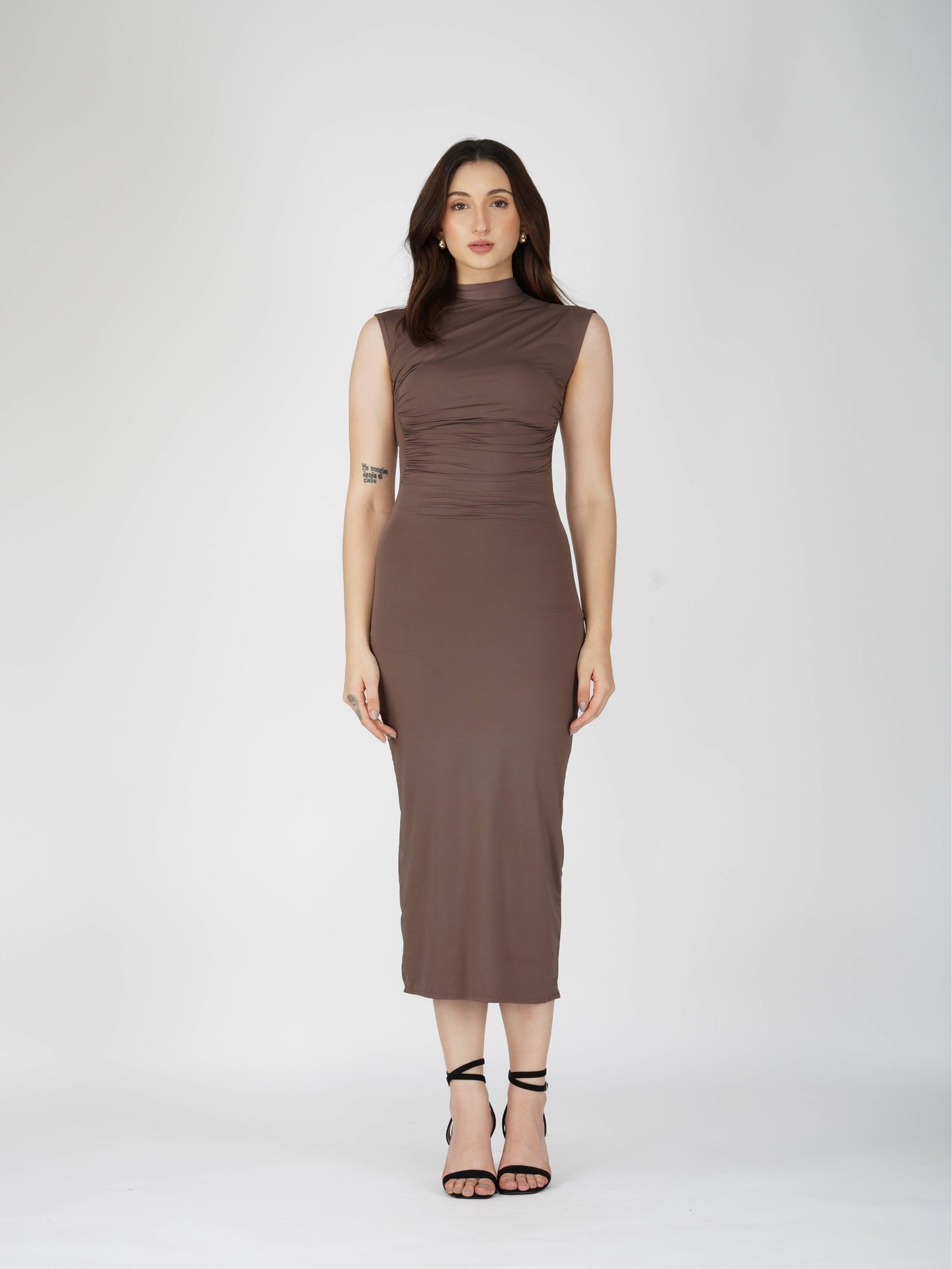 Brown Collared Yoke Dress - Zephyr Dress (Coco)