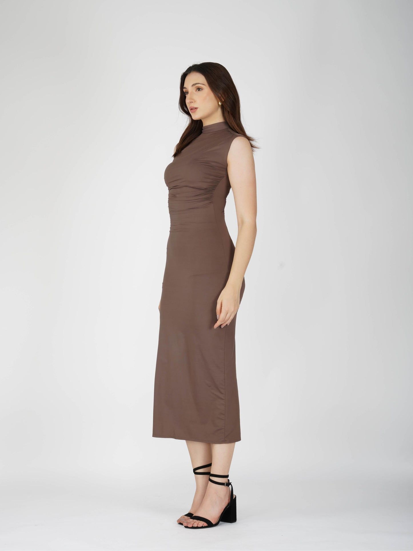 Brown Collared Yoke Dress - Zephyr Dress (Coco)