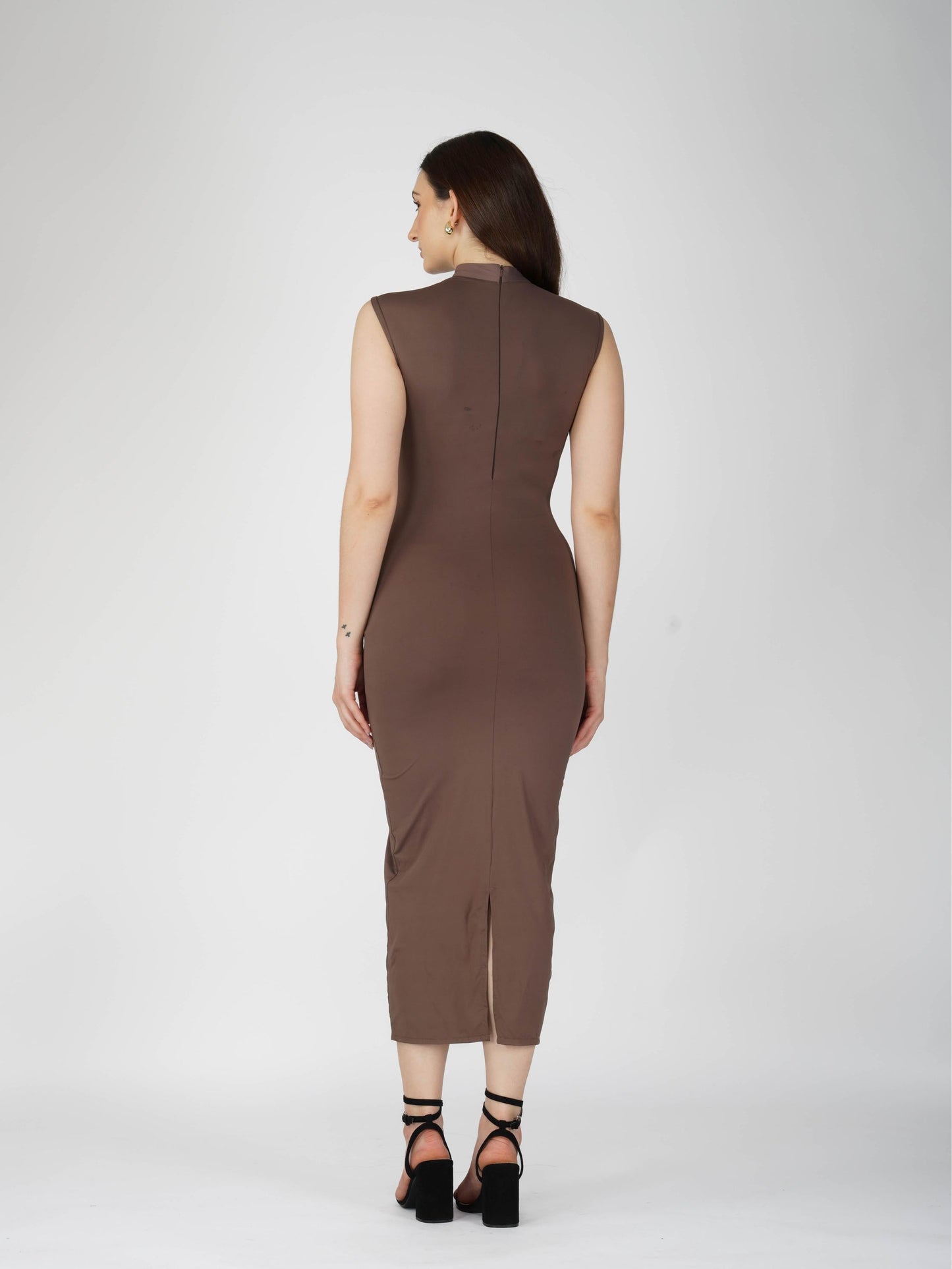 Brown Collared Yoke Dress - Zephyr Dress (Coco)