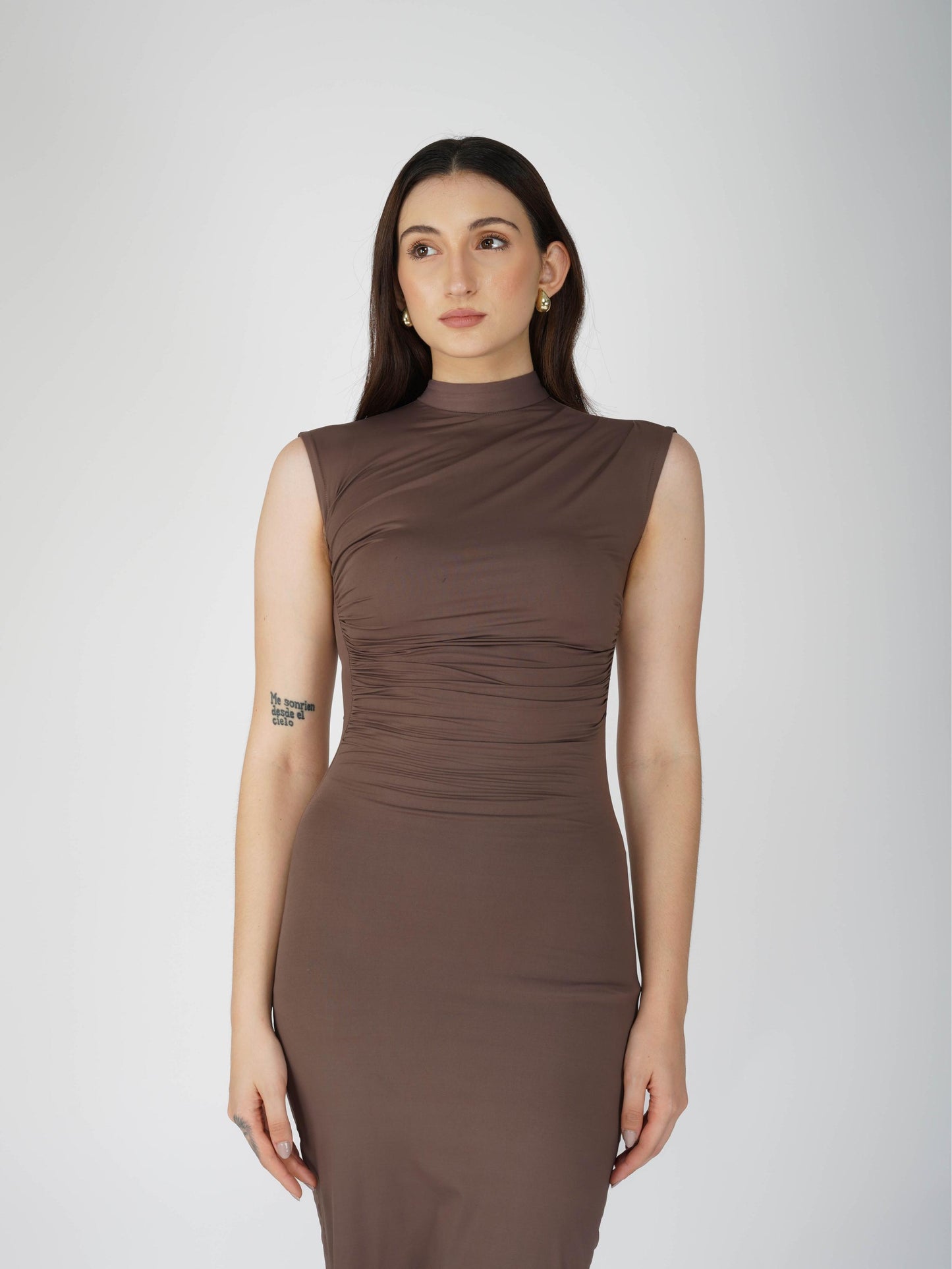 Brown Collared Yoke Dress - Zephyr Dress (Coco)