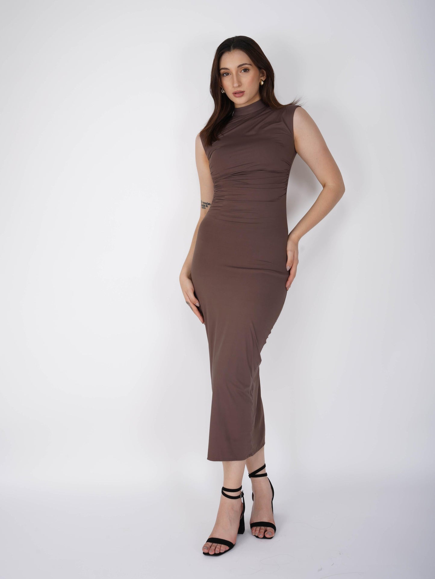 Brown Collared Yoke Dress - Zephyr Dress (Coco)