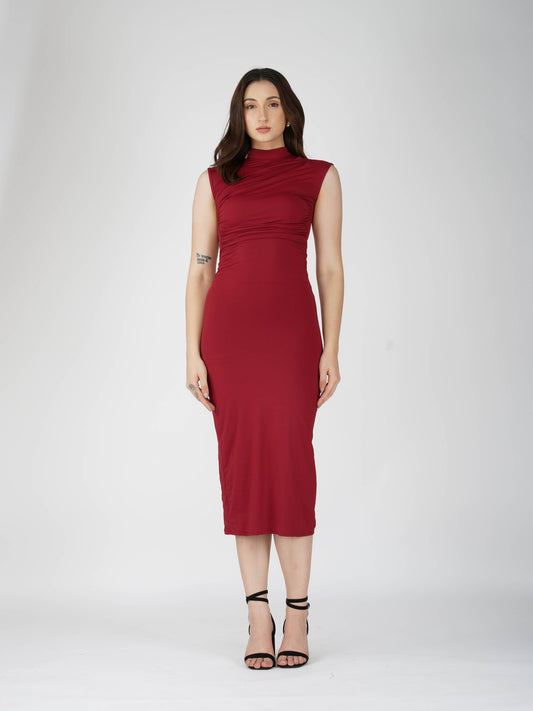 Red Collared Yoke Dress - Zephyr Dress (Cherry)