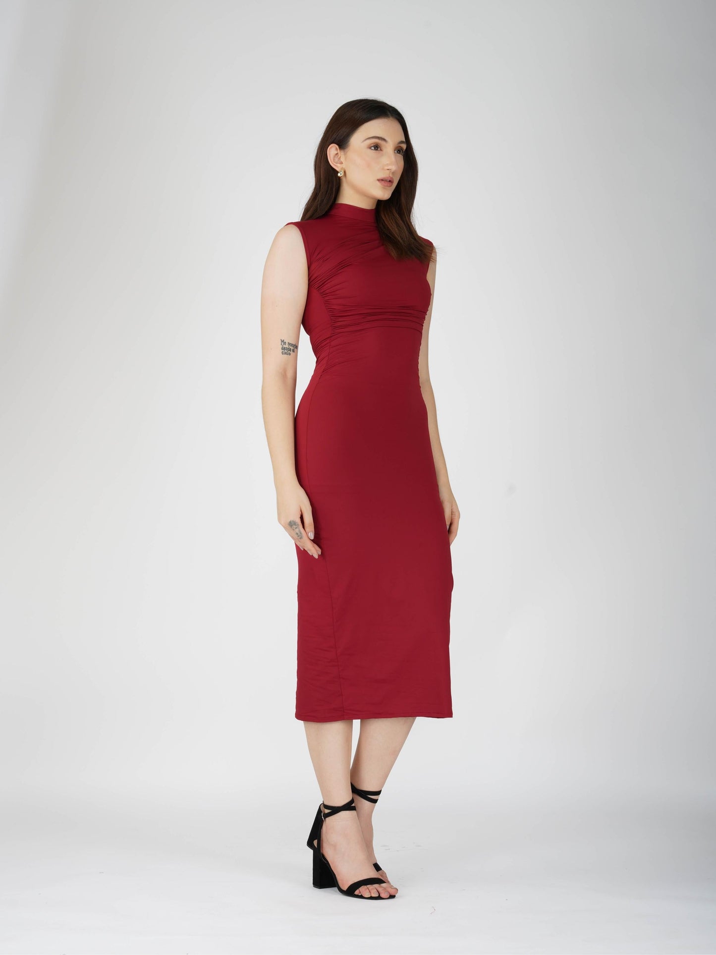 Red Collared Yoke Dress - Zephyr Dress (Cherry)
