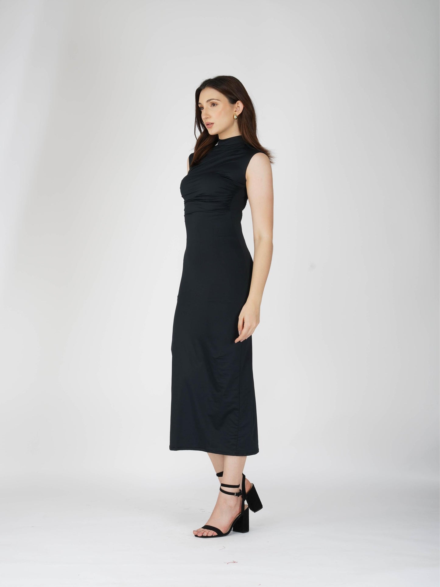 Black Collared Yoke Dress - Zephyr Dress (Onyx)