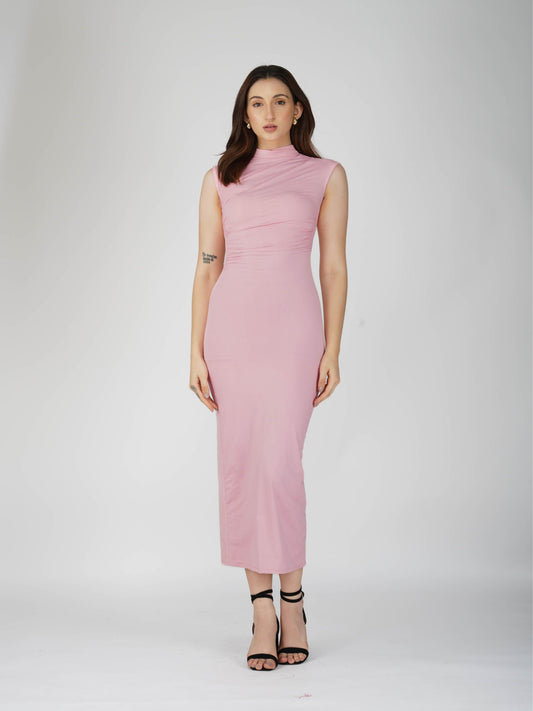 Pink Collared Yoke Dress - Zephyr Dress (Flamingo)