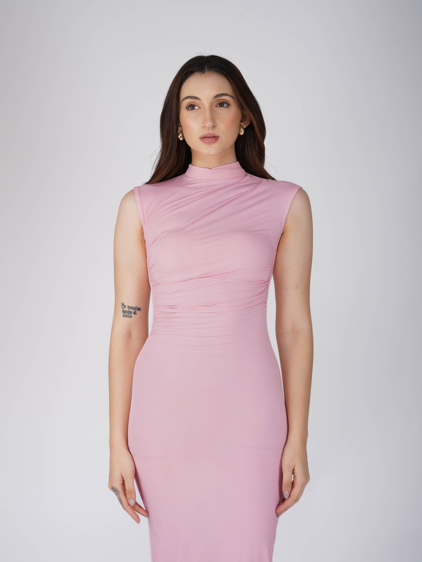 Pink Collared Yoke Dress - Zephyr Dress (Flamingo)