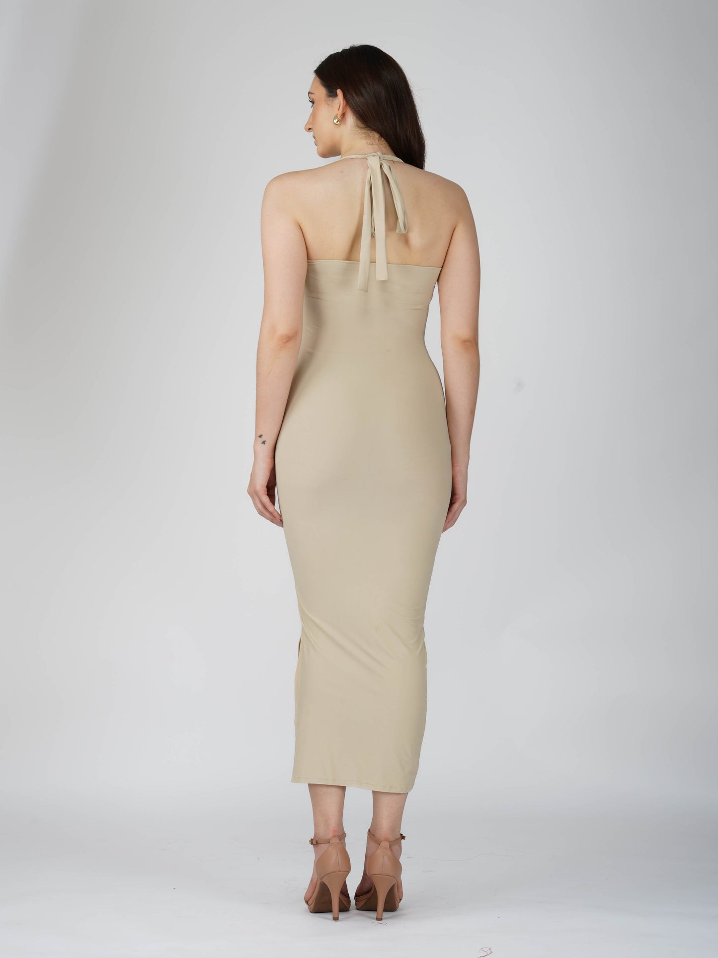 Beige Sweetheart Neckline Dress - Ray Dress (Sand)