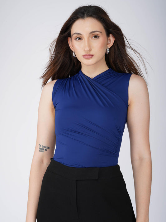 Blue Overlap Bodysuit - Glint Bodysuit (Navy)
